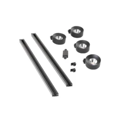 Sistema de riel Lindby Linaro, Ø 9,5 cm, 4 luces, LED, negro