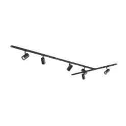 Sistema de riel Lindby Linaro, GU10, 6 luces, negro, forma de T