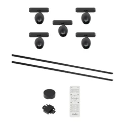 Sistema de riel Lumaro, focos,5 luces,negro,Ø6cm,48V,atenuable