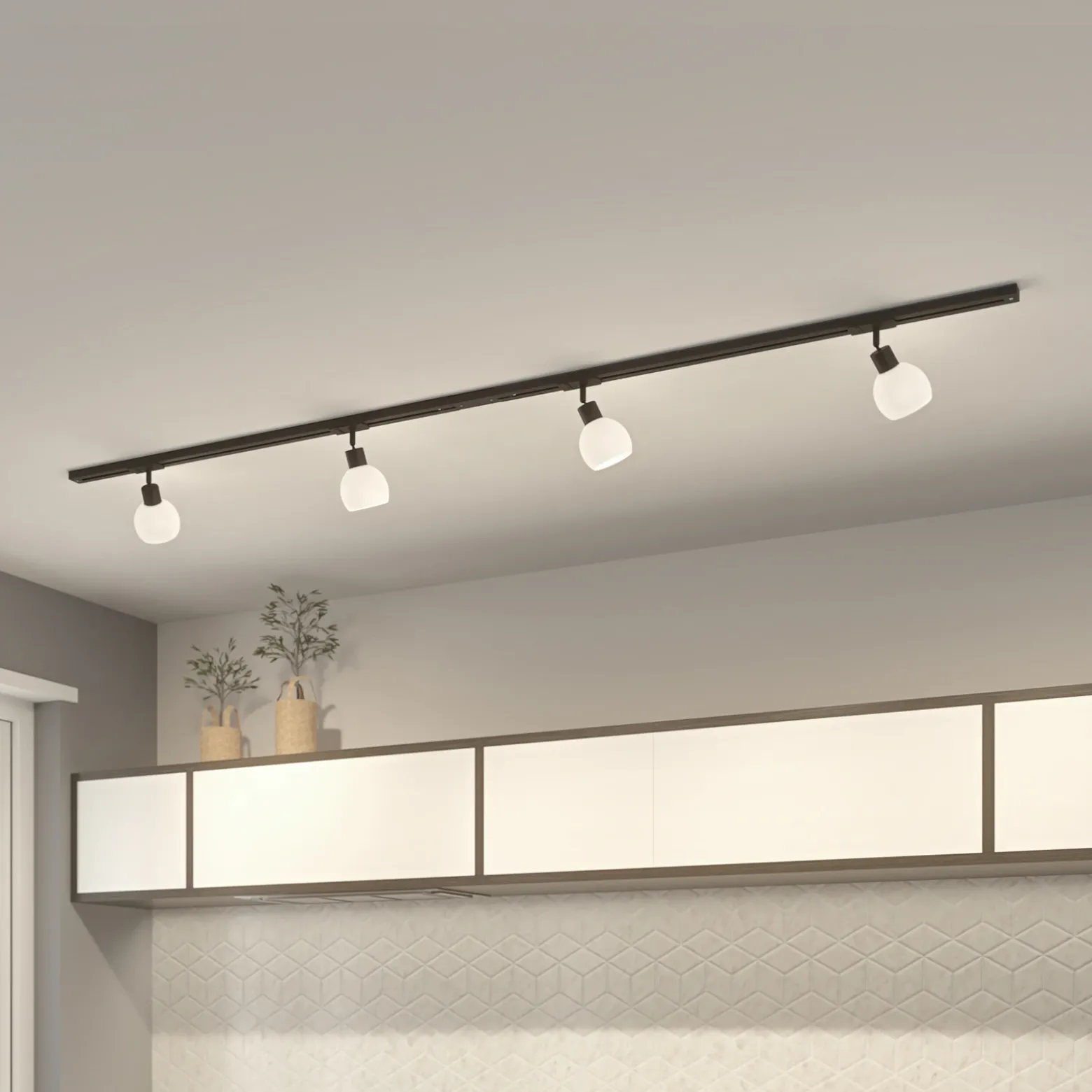 Sistema de riel monofásico Lindby, E14, 4 luces, negro