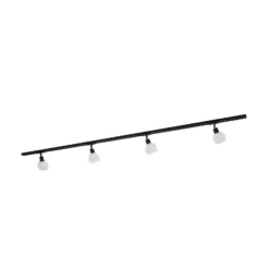 Sistema de riel monofásico Lindby, E14, 4 luces, negro