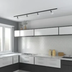 Sistema de riel monofásico Lindby, E14, 4 luces, negro