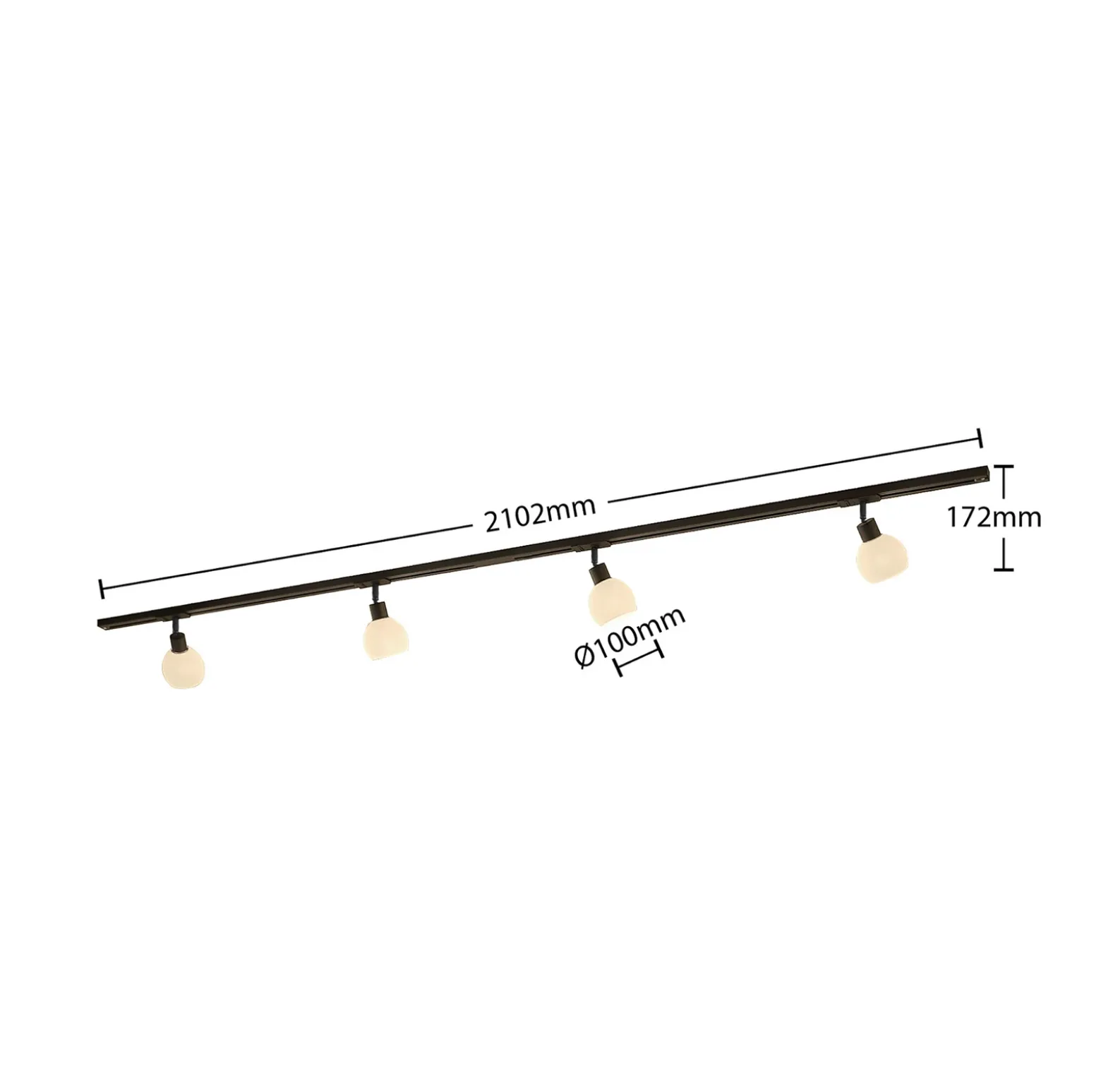 Sistema de riel monofásico Lindby, E14, 4 luces, negro