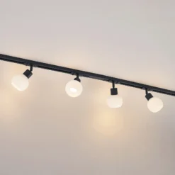 Sistema de riel monofásico Lindby, E14, 4 luces, negro
