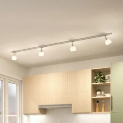 Sistema de riel monofásico Lindby, E14, 4 luces, blanco