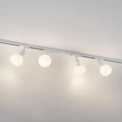 Sistema de riel monofásico Lindby, E14, 4 luces, blanco