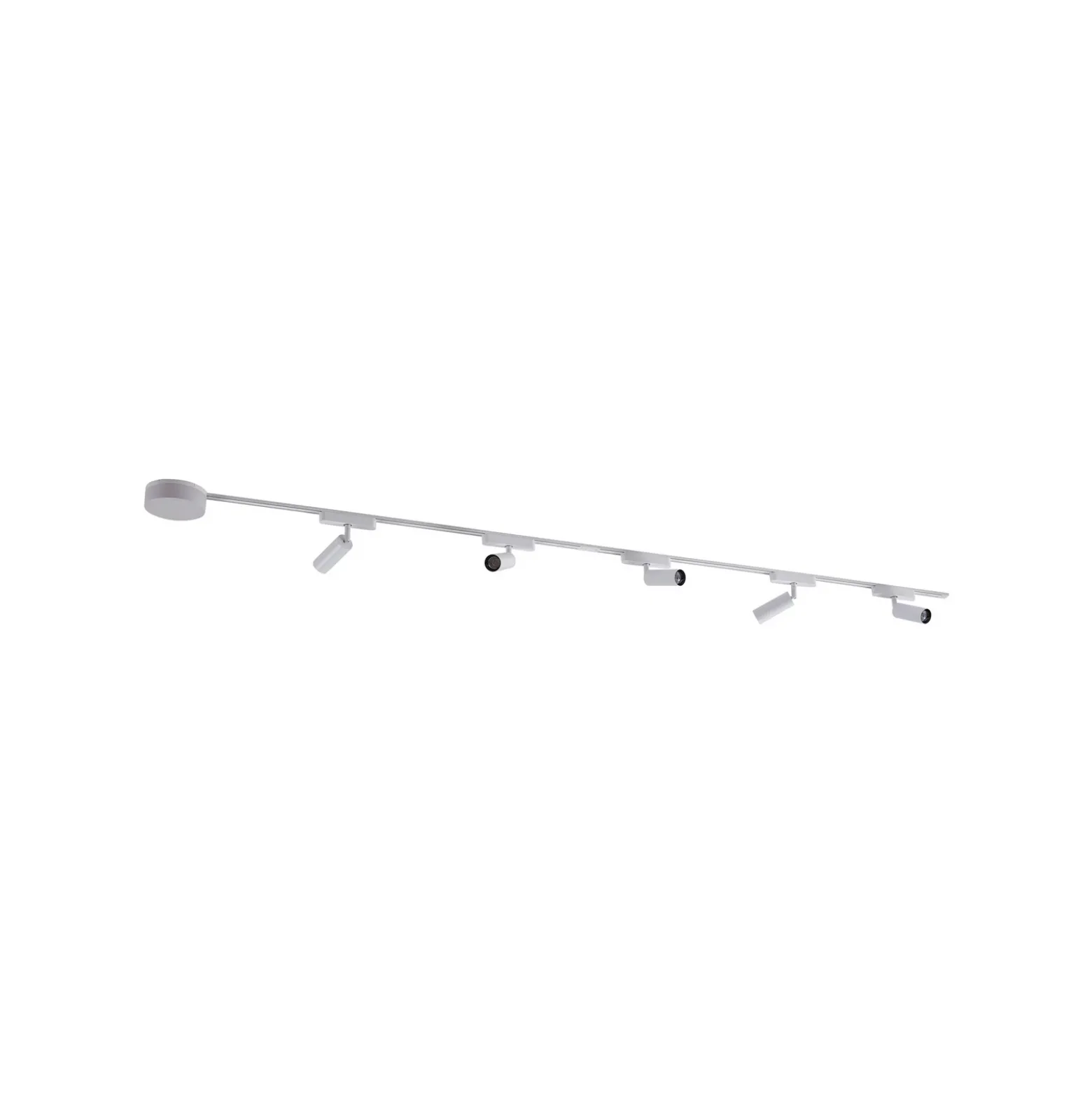 Sistema de riel 48 V Lumaro, focos, 5 luces, blanco, Ø 4 cm, CCT