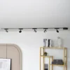 Sistema de riel 48 V Lumaro, focos, 5 luces, negro, Ø 7,3 cm