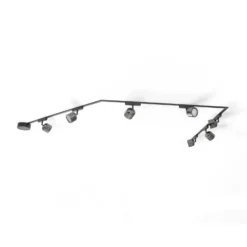 Sistema de riel 48 V Lumaro focos 7 luces negro Ø 8 cm atenuable