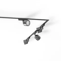 Sistema de riel 48 V Lumaro focos 7 luces negro Ø 8 cm atenuable