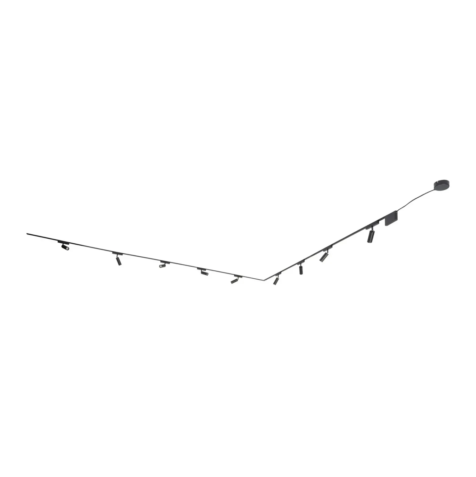 Sistema de riel 48 V Lumaro, focos, 9 luces, negro, 13,1 cm, atenuable