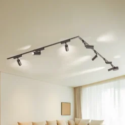 Sistema de riel 48 V Lumaro, focos, 7 luces, negro, Ø 4 cm