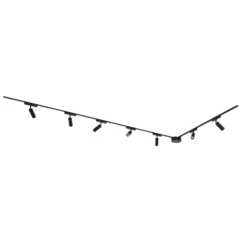 Sistema de riel 48 V Lumaro, focos, 7 luces, negro, Ø 4 cm