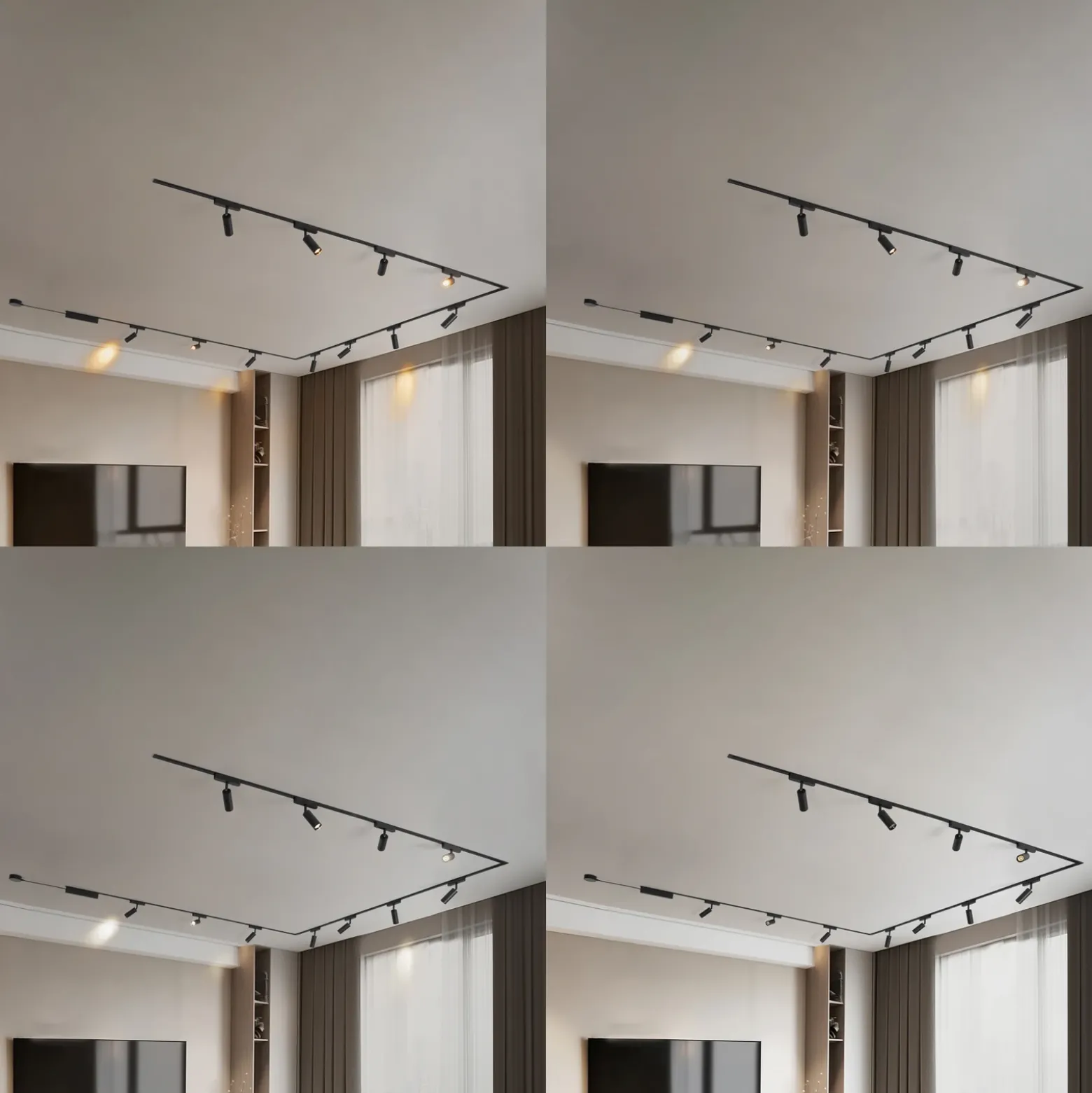Sistema de riel 48 V Lumaro, focos, 11 luces, negro, Ø 4 cm, atenuable