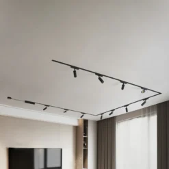 Sistema de riel 48 V Lumaro, focos, 11 luces, negro, Ø 4 cm, atenuable