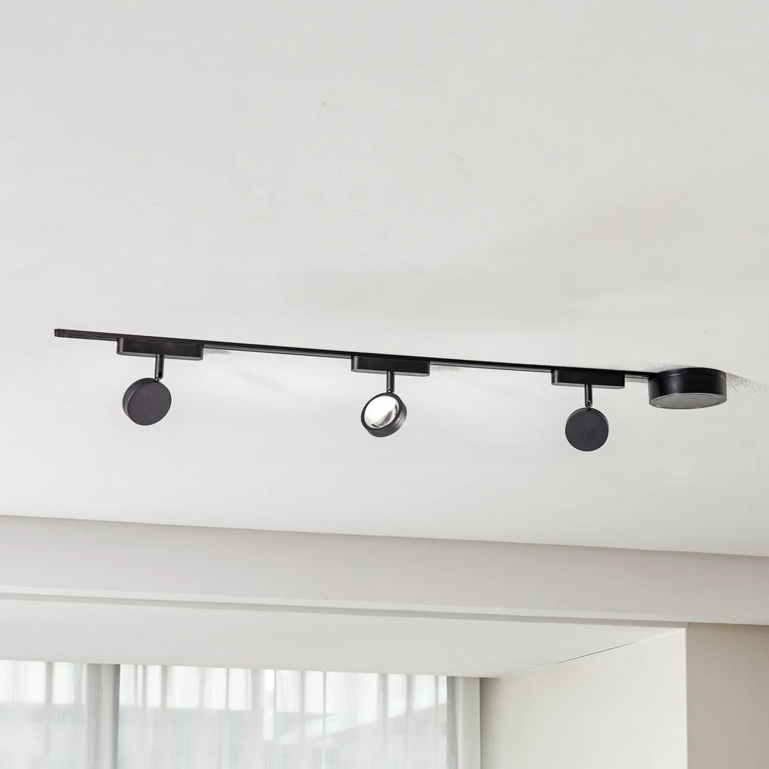 Sistema de riel 48 V Lumaro, focos, 3 luces, negro, Ø 7,3 cm