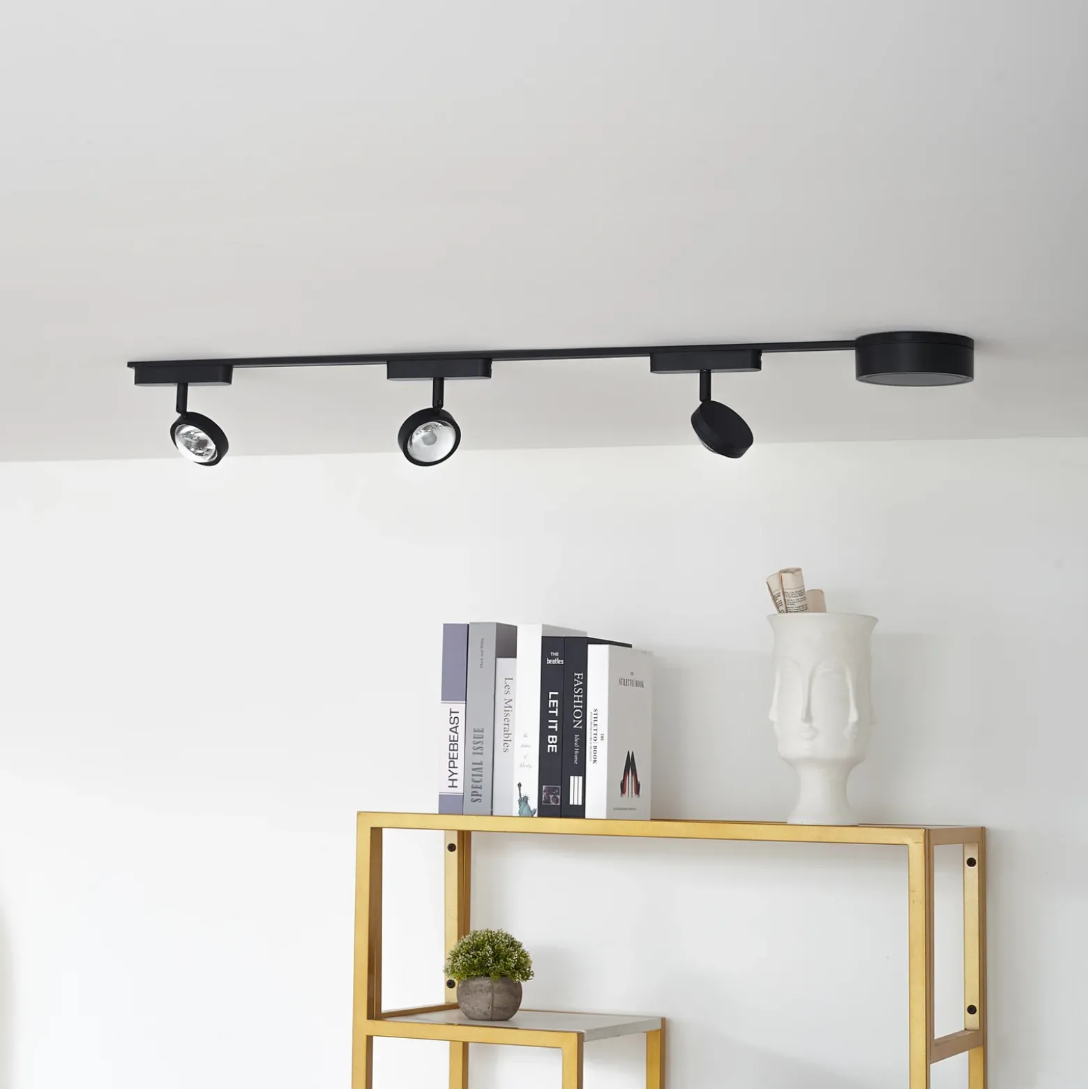 Sistema de riel 48 V Lumaro, focos, 3 luces, negro, Ø 7,3 cm