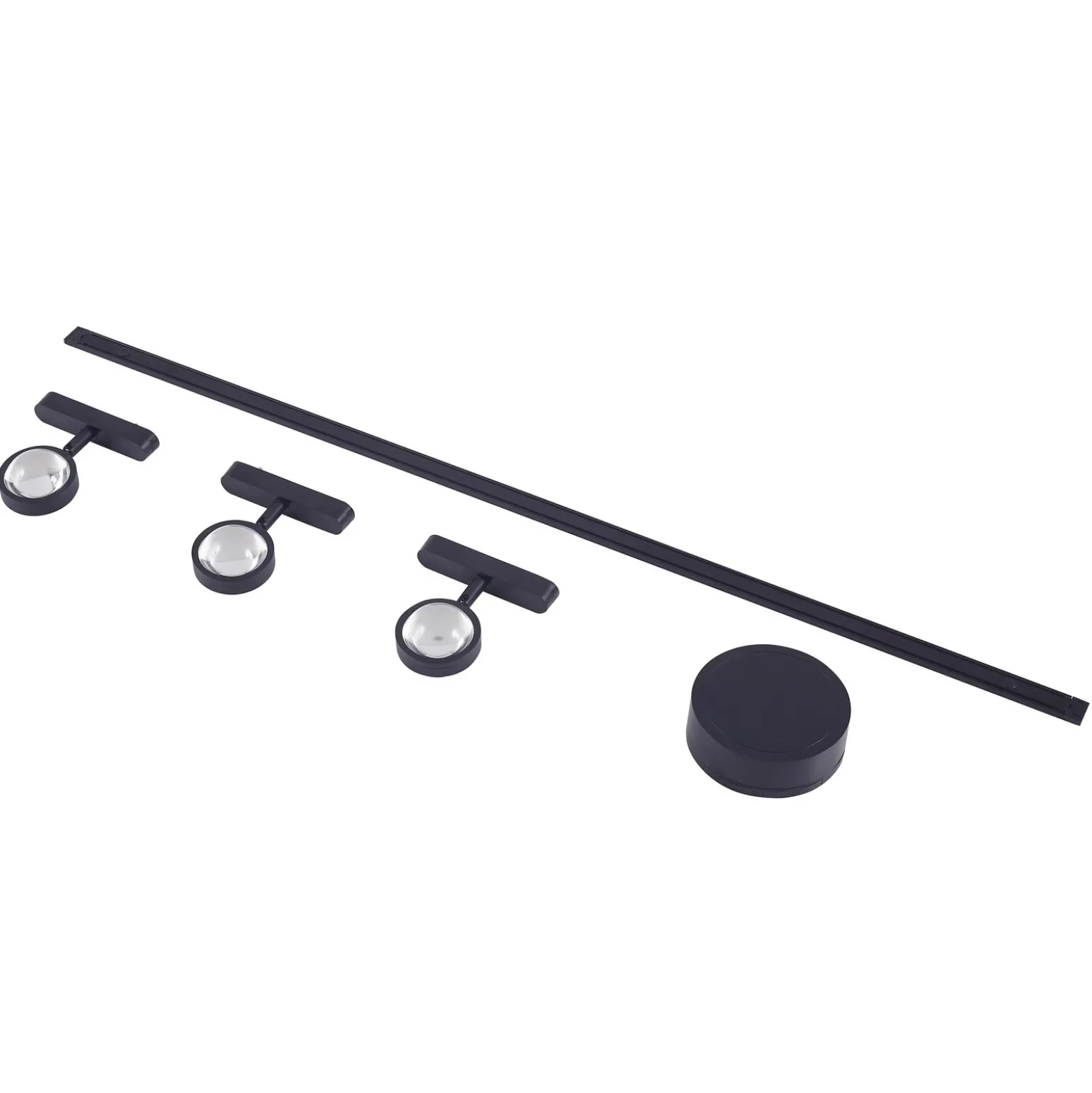 Sistema de riel 48 V Lumaro, focos, 3 luces, negro, Ø 7,3 cm
