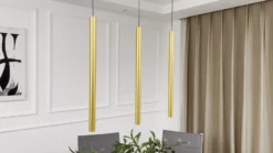 Sistema de riel 48 V Lumaro, pendular, bombilla tubular, 3 luces, dorado, CCT