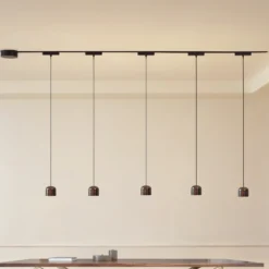 Sistema de riel 48 V Lumaro, pendular, cilindro, 5 luces, negro