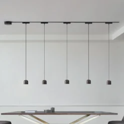 Sistema de riel 48 V Lumaro, pendular, cilindro, 5 luces, negro