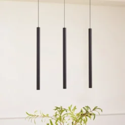 Sistema de riel 48 V Lumaro, pendular, bombilla tubular, 3 luces, negro