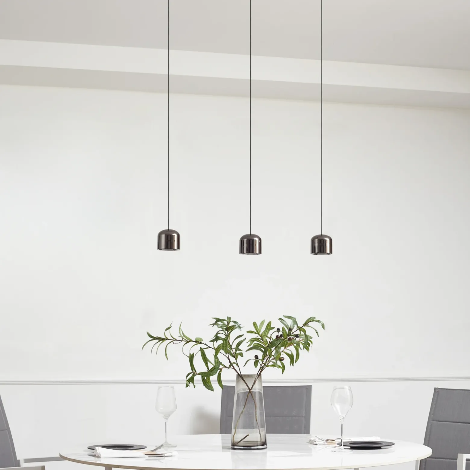 Sistema de riel 48 V Lumaro, pendular, cilindro, 3 luces, negro