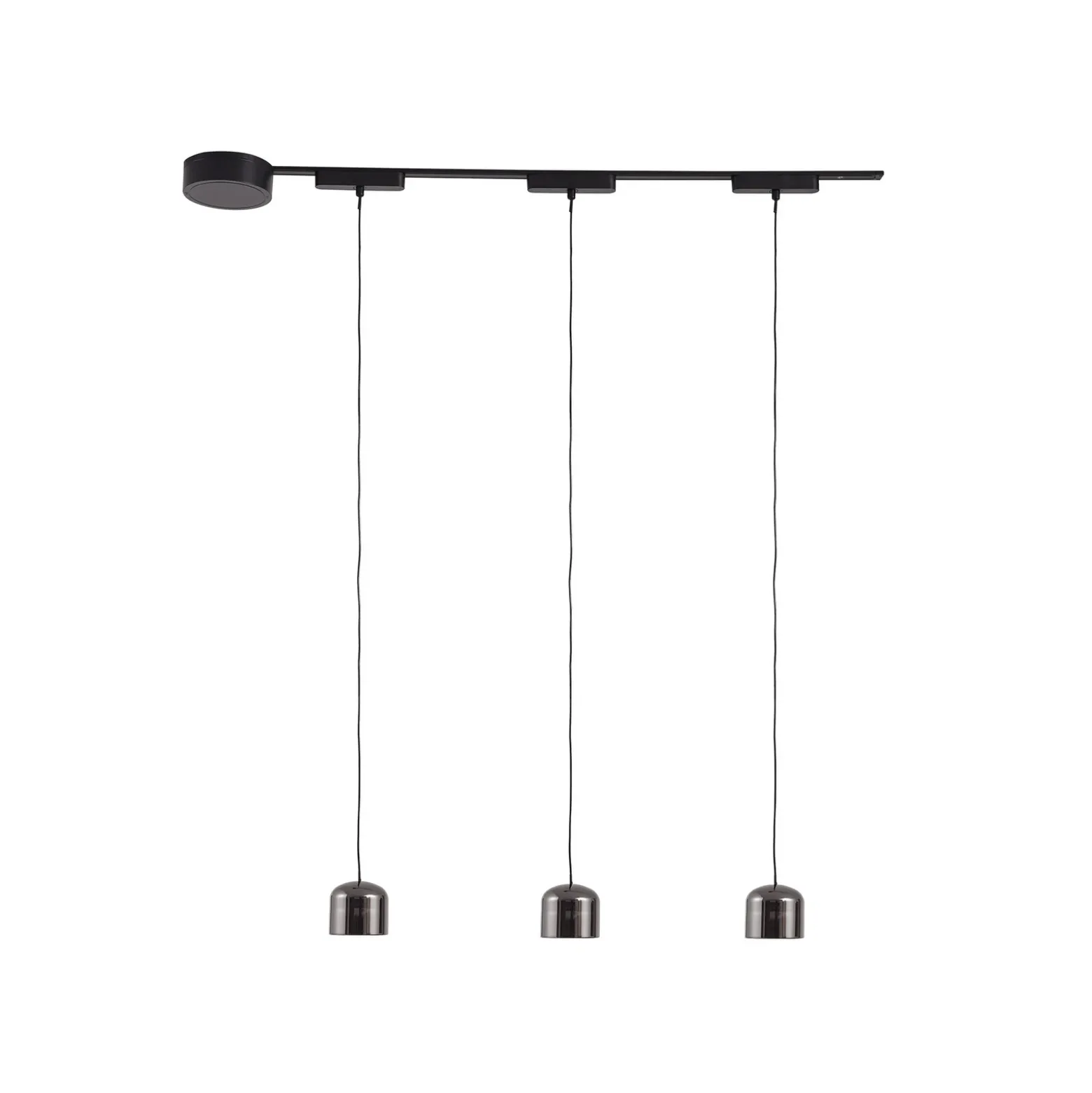 Sistema de riel 48 V Lumaro, pendular, cilindro, 3 luces, negro