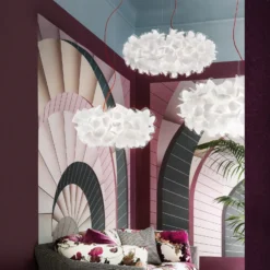Slamp lámpara colgante Clizia Mama Non Mama, Ø78cm, blanco/rojo
