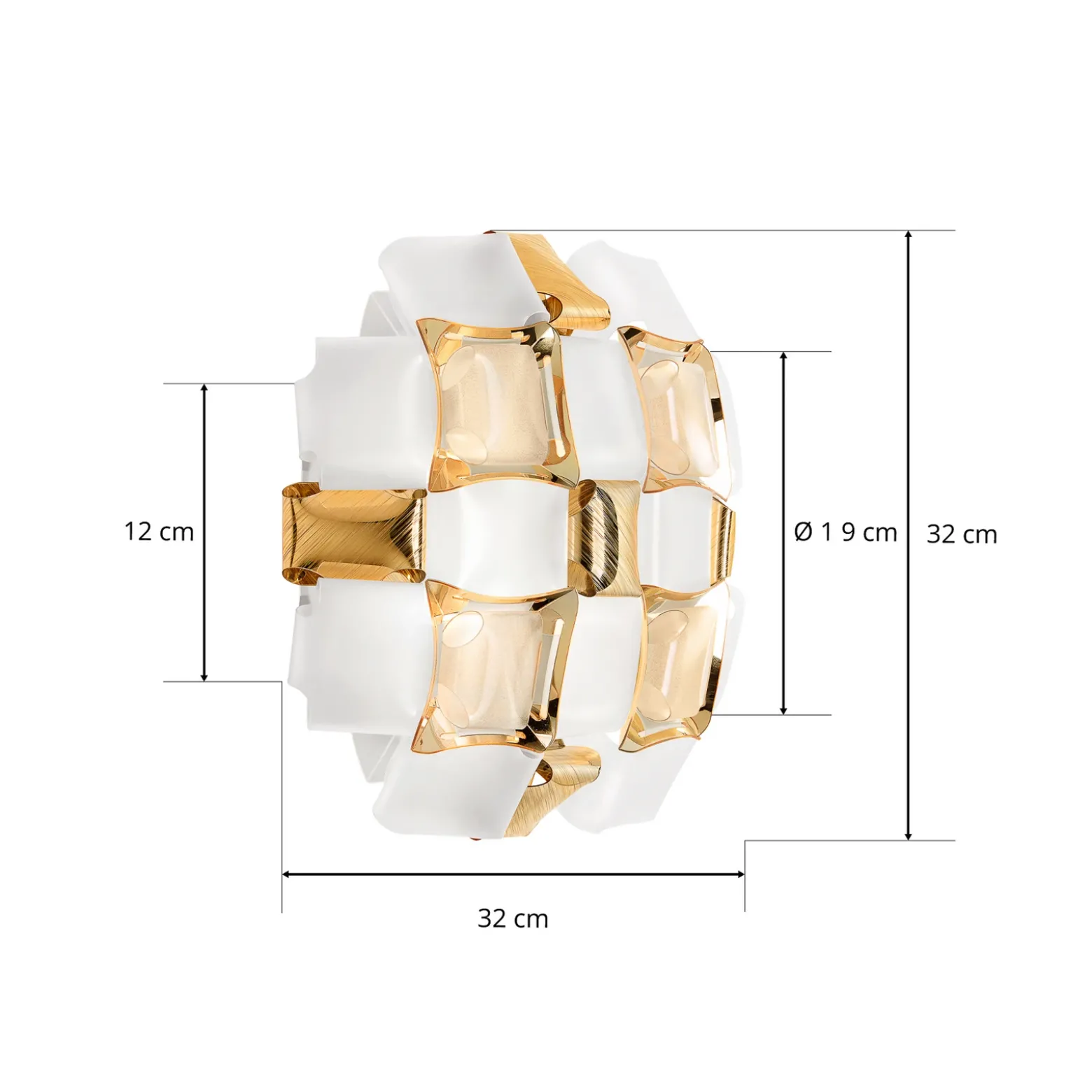 Slamp Mida aplique, 32x32 cm, dorado/blanco