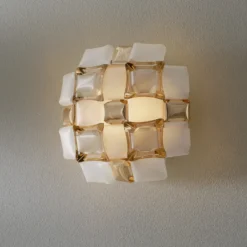 Slamp Mida aplique, 32x32 cm, dorado/blanco
