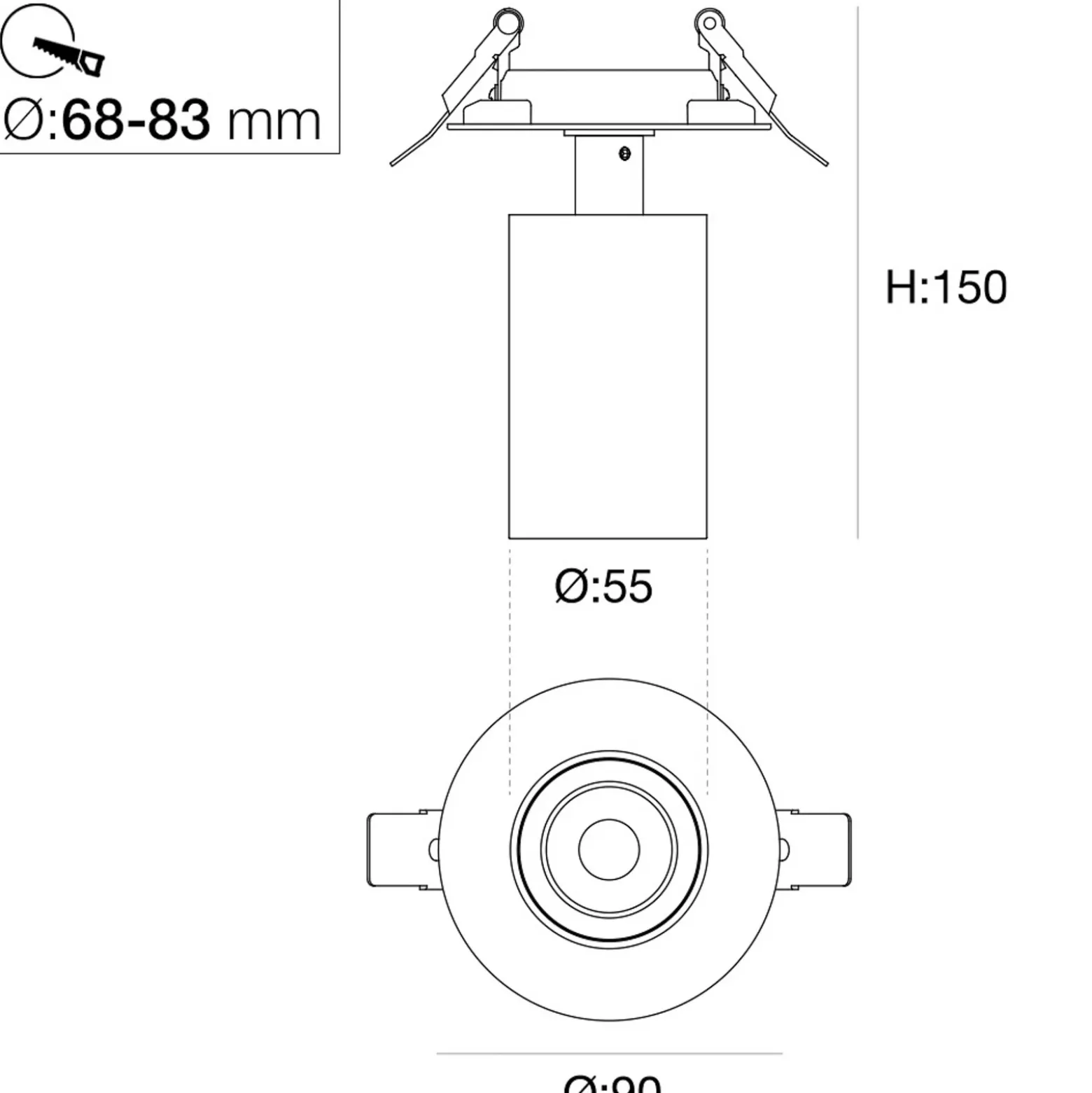 SLC Foco empotrable LED ART, 1 luz, negro, 2.700 K, aluminio