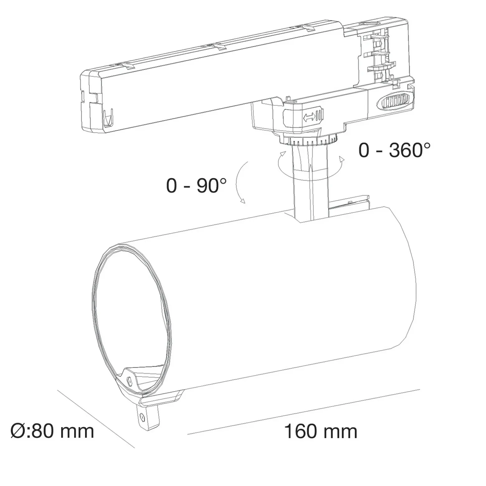 SLC foco LED Meta Pro AI doble sensor, negro, trifásico