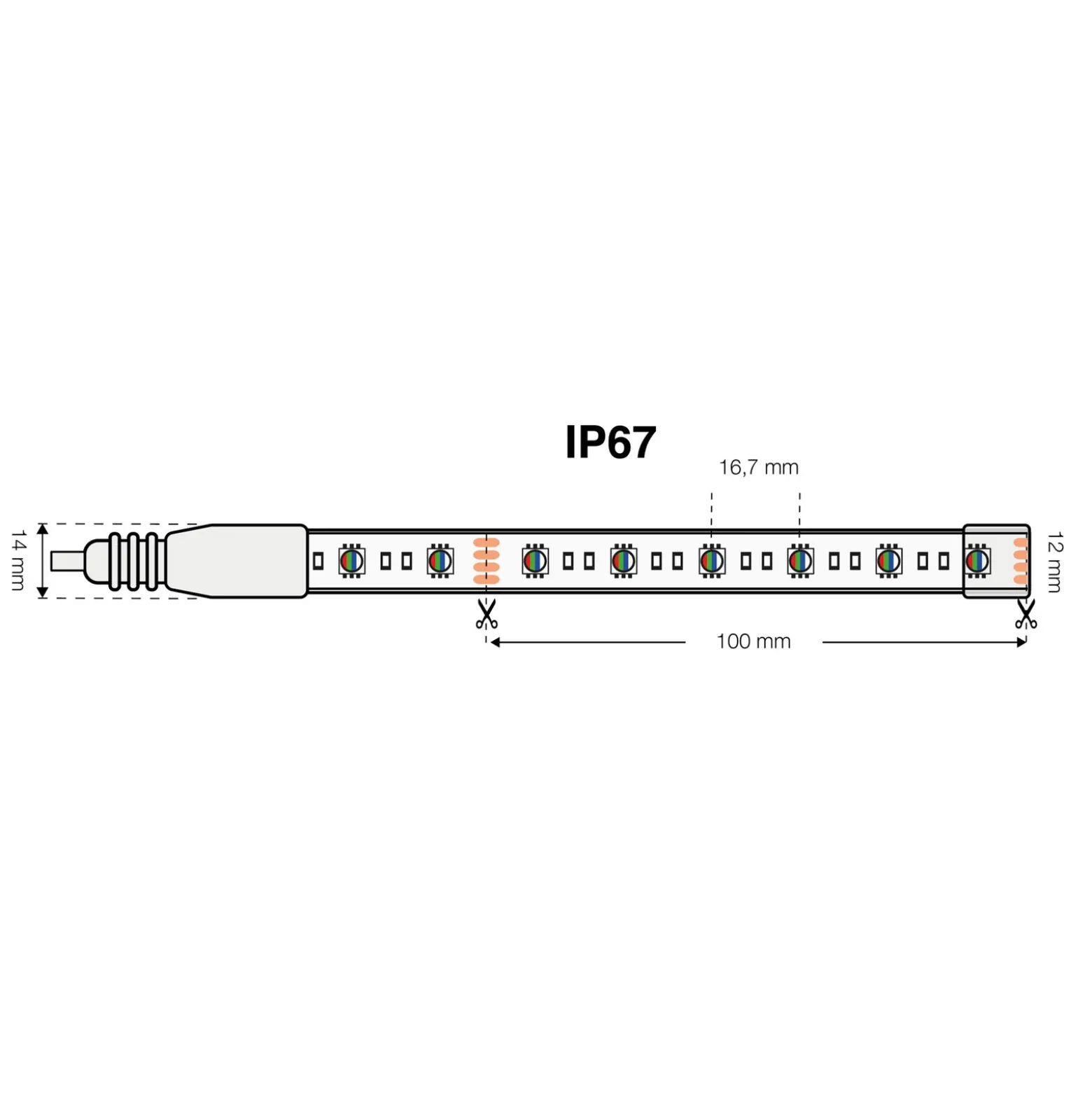 SLC Tira LED RGBW 10m 144W IP67