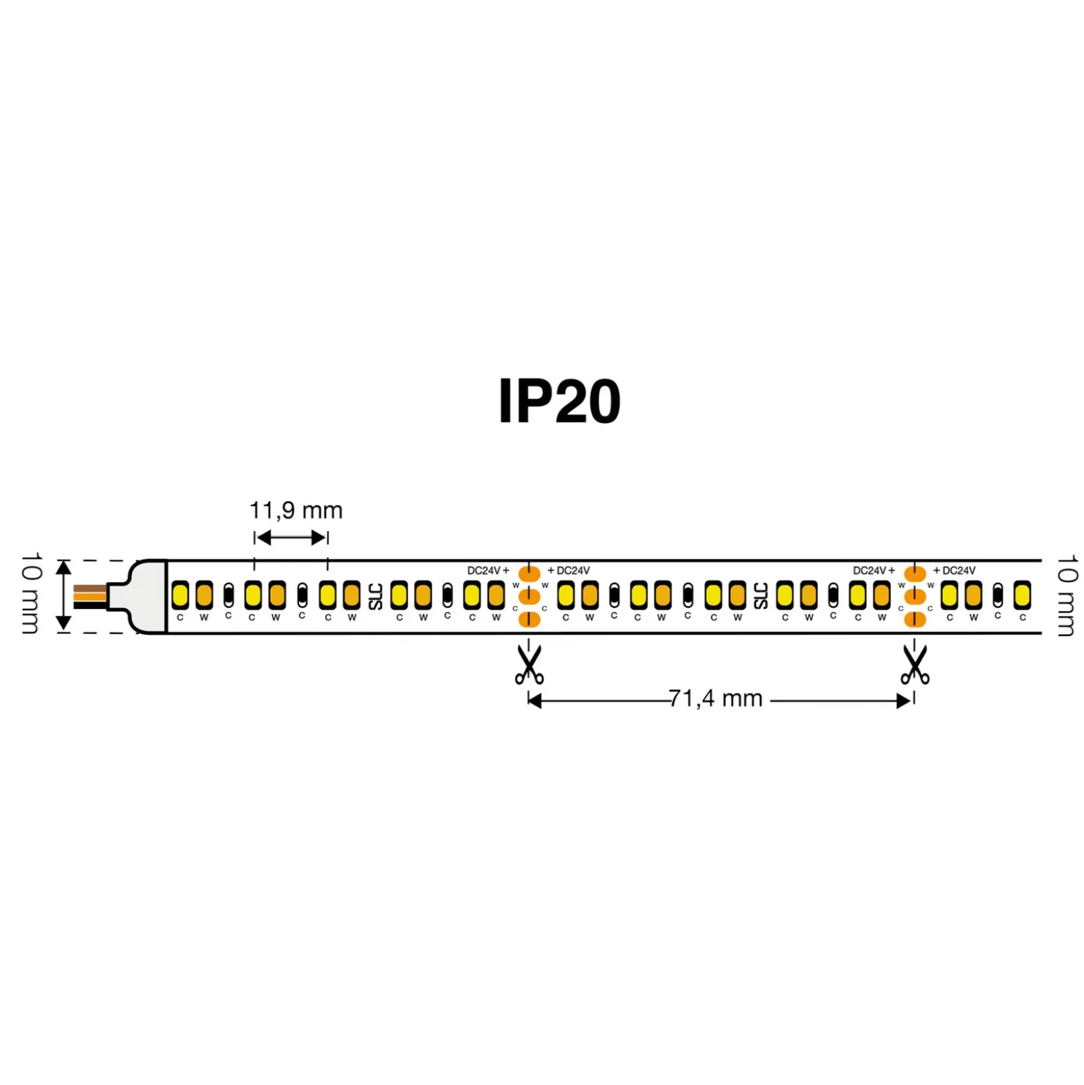 SLC tira LED Tunable Blanco 827-865 10m 125W IP20