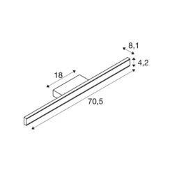 SLV aplique LED para baño One Linear, 70 cm, negro, CCT