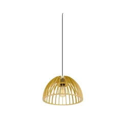 SLV Lámpara colgante Wud, madera clara, Ø 38 cm, madera