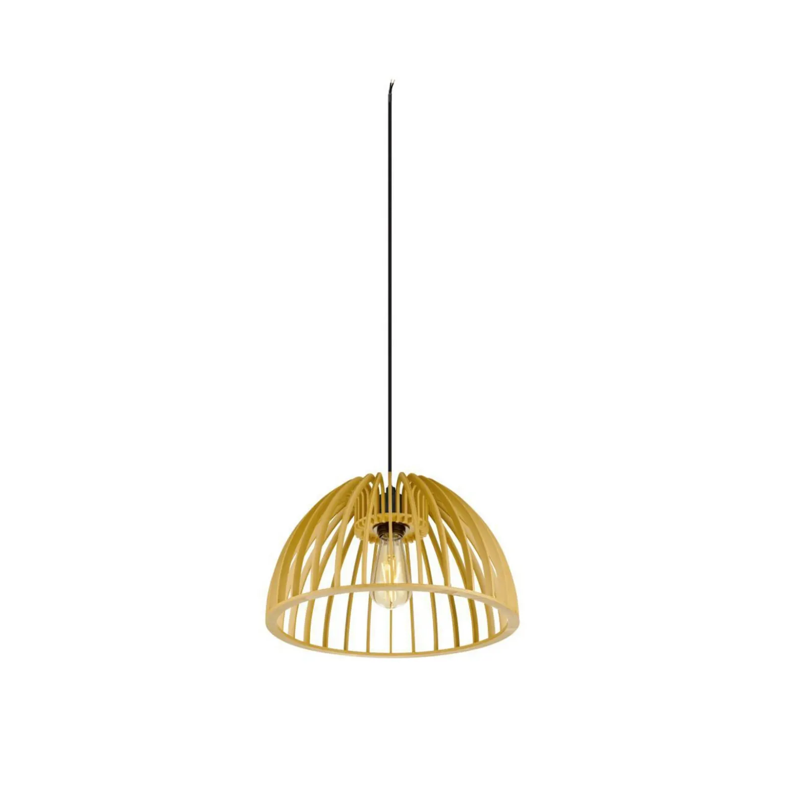 SLV Lámpara colgante Wud, madera clara, Ø 38 cm, madera