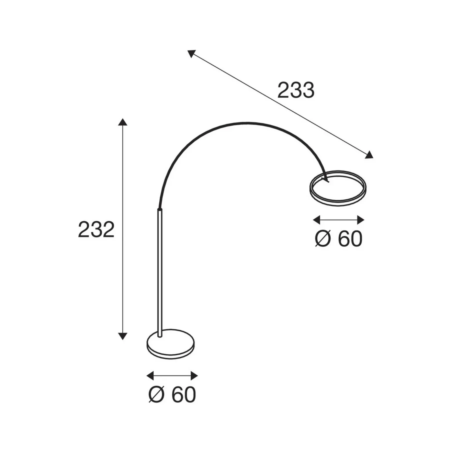 SLV Lámpara de pie LED One Bow FL, negra, acero, altura 232 cm