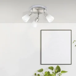 Sofia downlight de techo, hierro/cromo/blanco, Ø 20 cm, 3 luces.