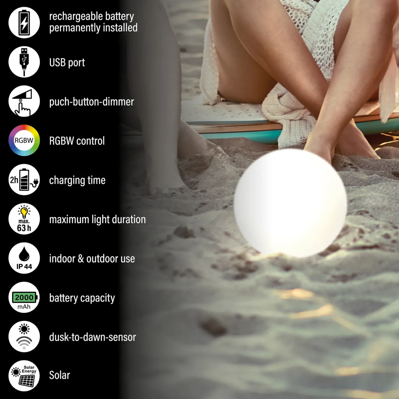 Solar LED batería Busso blanco, sensor crepuscular