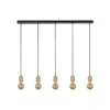Spinny lámpara colgante lineal, 115 cm, 5 luces, madera de caucho, E27