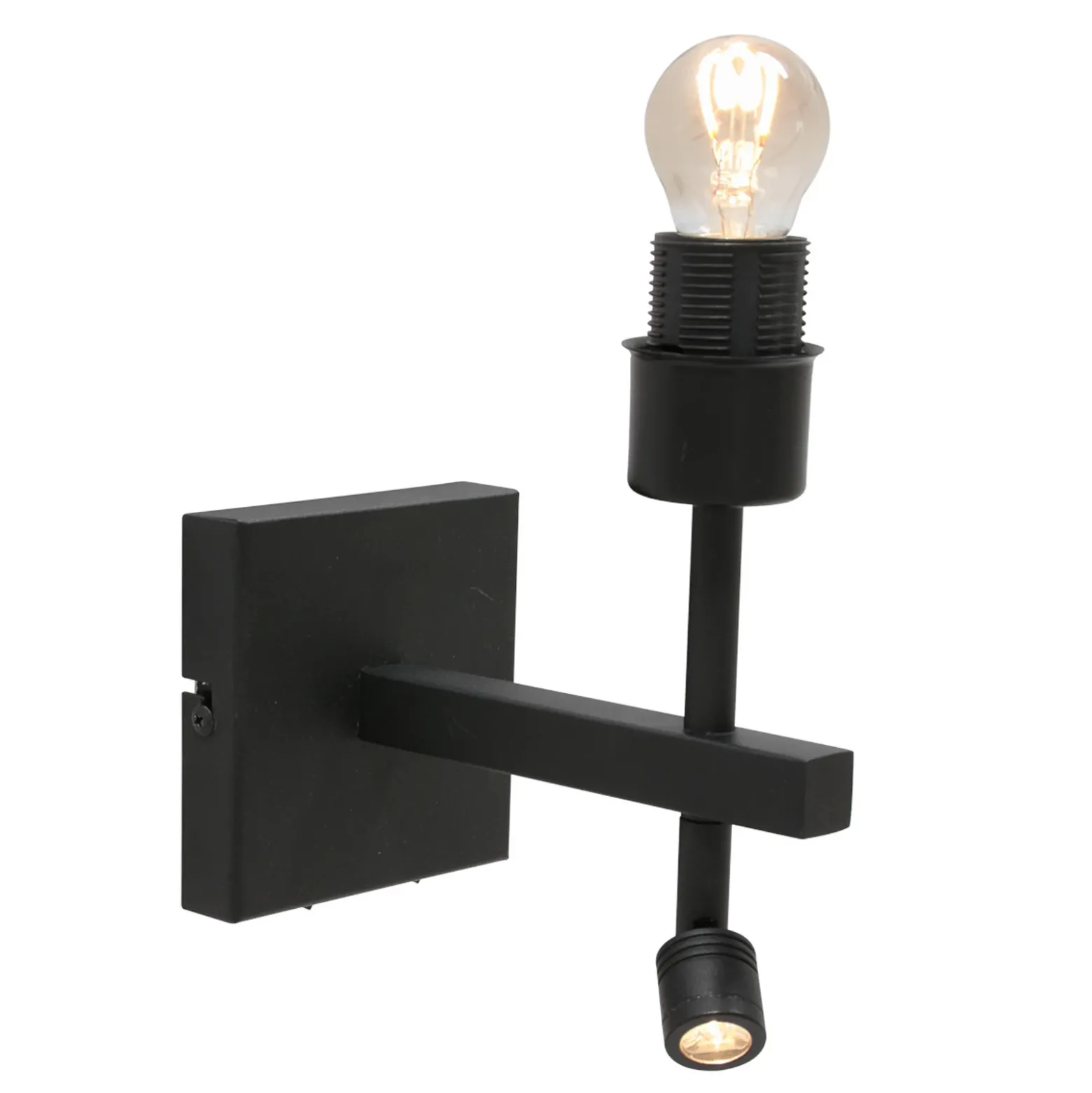 Stang aplique de pared, brazo de lectura LED, mimbre negro/natural