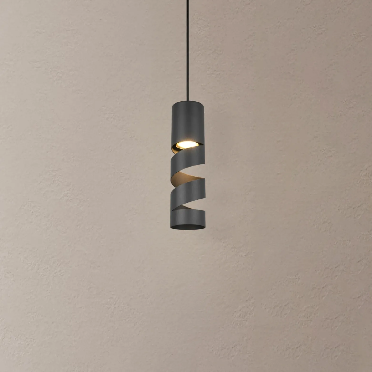 Stream lámpara colgante, negro, Ø 8 cm, metal, GU10