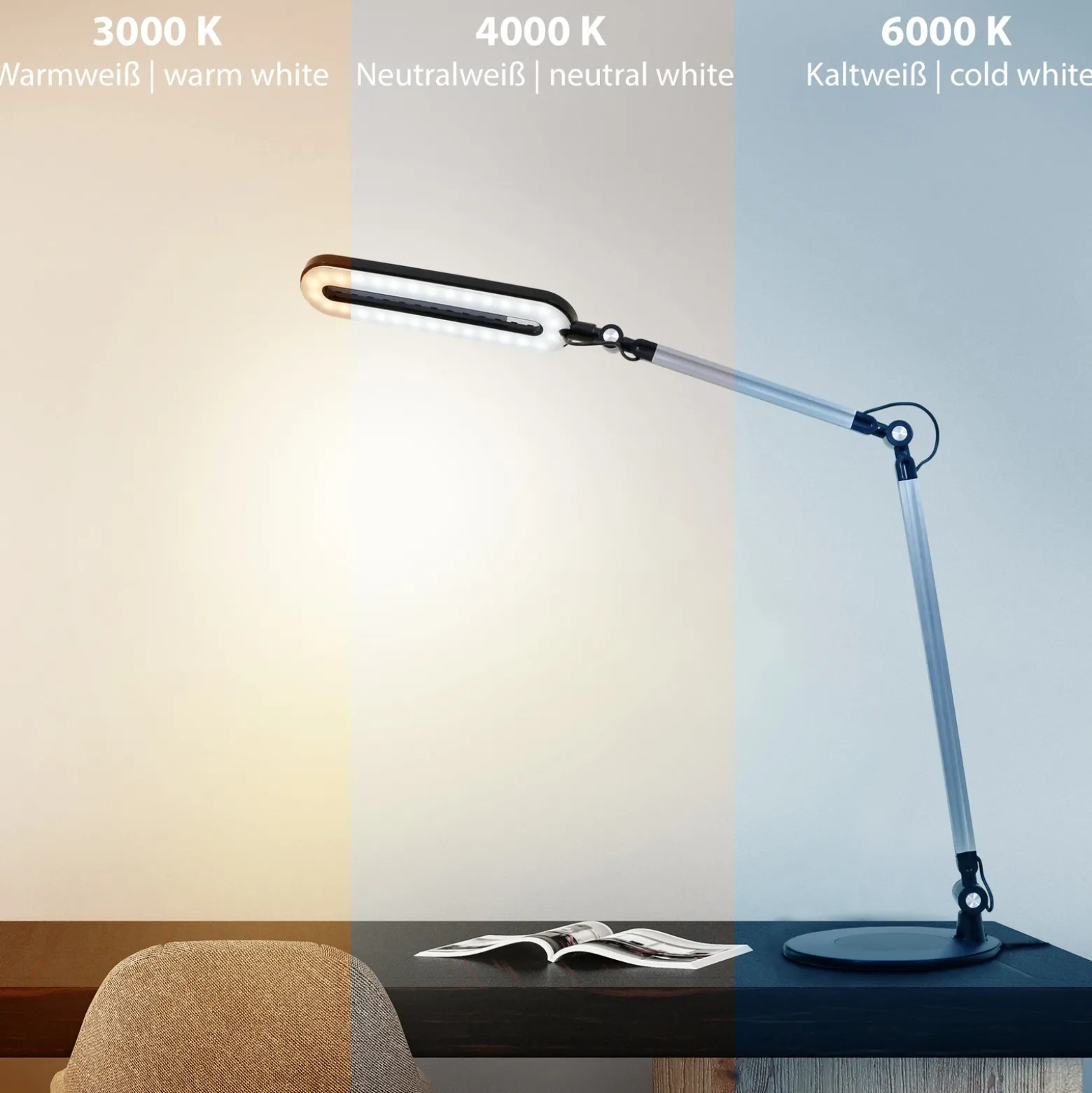 Swan lámpara de mesa LED, CCT, atenuable