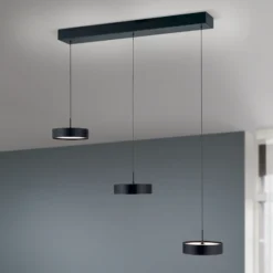 Teide Lámpara colgante LED, negra, metal, regulable en altura
