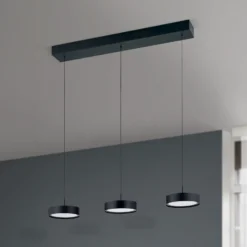 Teide Lámpara colgante LED, negra, metal, regulable en altura