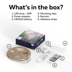 Tira LED Calex Vista, longitud 10 m, RGB, control remoto CCT