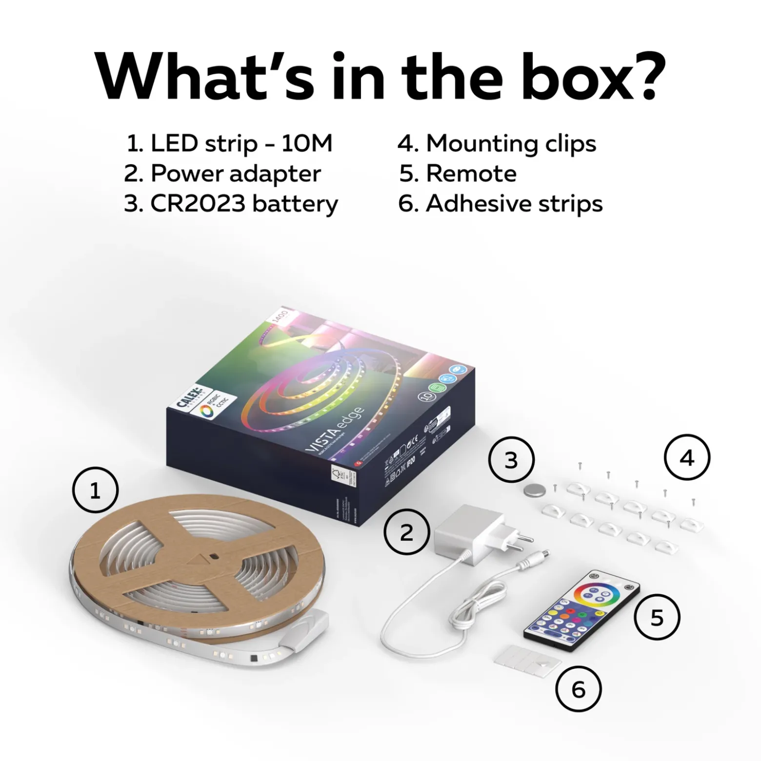 Tira LED Calex Vista, longitud 10 m, RGB, control remoto CCT