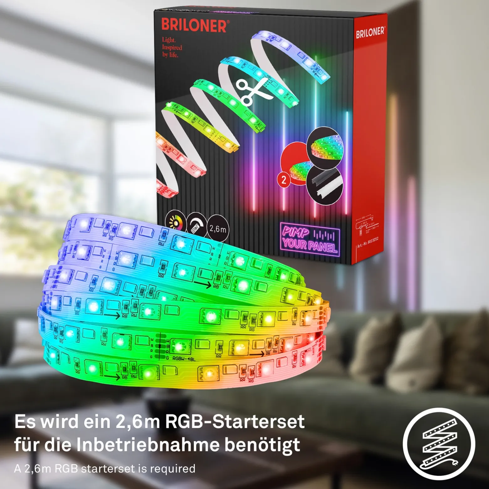 Tira LED Pimp your panel, juego de extensión, RGBW, longitud 2,6 m